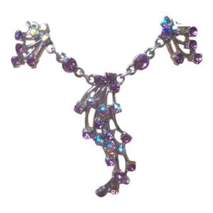 💜 Purple rhinestone tears necklace